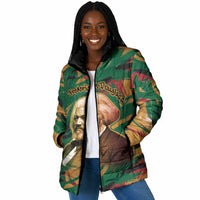 Frederick Douglass Padded Jacket Green Abstract Design Civil Rights Leader Quote on Race and Humanity - Wonder Print Shop