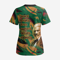 Frederick Douglass Scrub Top Green Abstract Design Civil Rights Leader Quote on Race and Humanity - Wonder Print Shop