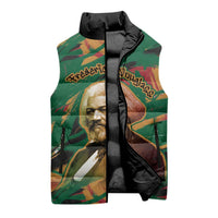 Frederick Douglass Sleeveless Puffer Jacket Green Abstract Design Civil Rights Leader Quote on Race and Humanity - Wonder Print Shop