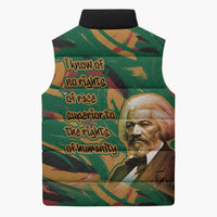 Frederick Douglass Sleeveless Puffer Jacket Green Abstract Design Civil Rights Leader Quote on Race and Humanity - Wonder Print Shop