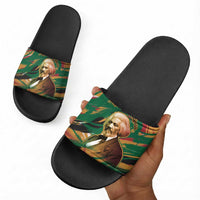 Frederick Douglass Slide Sandals Green Abstract Design Civil Rights Leader Quote on Race and Humanity - Wonder Print Shop