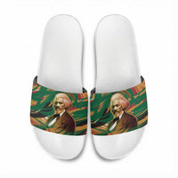 Frederick Douglass Slide Sandals Green Abstract Design Civil Rights Leader Quote on Race and Humanity - Wonder Print Shop