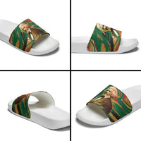Frederick Douglass Slide Sandals Green Abstract Design Civil Rights Leader Quote on Race and Humanity - Wonder Print Shop