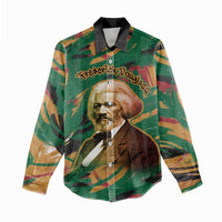 Frederick Douglass Women Casual Shirt Green Abstract Design Civil Rights Leader Quote on Race and Humanity - Wonder Print Shop