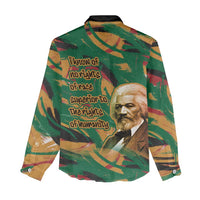 Frederick Douglass Women Casual Shirt Green Abstract Design Civil Rights Leader Quote on Race and Humanity - Wonder Print Shop