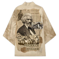 Frederick Douglass Kimono Sepia Newspaper Collage Civil Rights March Historic Quote Design - Wonder Print Shop