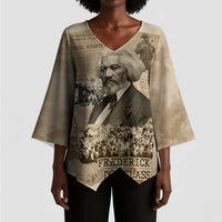 Frederick Douglass Kimono Sleeve Blouse Sepia Newspaper Collage Civil Rights March Historic Quote Design - Wonder Print Shop