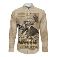 Frederick Douglass Long Sleeve Button Shirt Sepia Newspaper Collage Civil Rights March Historic Quote Design - Wonder Print Shop