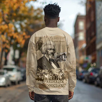 Frederick Douglass Long Sleeve Shirt Sepia Newspaper Collage Civil Rights March Historic Quote Design - Wonder Print Shop