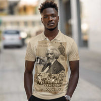 Frederick Douglass Polo Shirt Sepia Newspaper Collage Civil Rights March Historic Quote Design TS04