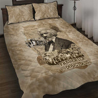 Frederick Douglass Quilt Bed Set Sepia Newspaper Collage Civil Rights March Historic Quote Design - Wonder Print Shop