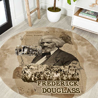 Frederick Douglass Round Carpet Sepia Newspaper Collage Civil Rights March Historic Quote Design - Wonder Print Shop