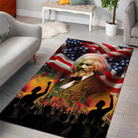 Frederick Douglass Area Rug American Flag Background Powerful Quote Build Strong Children Civil Rights Tribute - Wonder Print Shop
