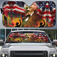Frederick Douglass Auto Sun Shade American Flag Background Powerful Quote Build Strong Children Civil Rights Tribute - Wonder Print Shop