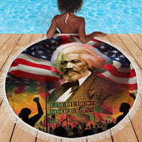 Frederick Douglass Beach Blanket American Flag Background Powerful Quote Build Strong Children Civil Rights Tribute - Wonder Print Shop