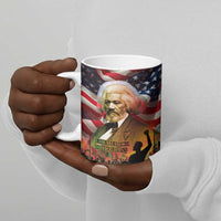 Frederick Douglass Ceramic Mug American Flag Background Powerful Quote Build Strong Children Civil Rights Tribute - Wonder Print Shop