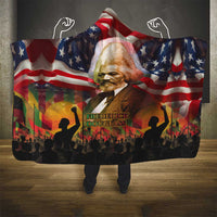 Frederick Douglass Hooded Blanket American Flag Background Powerful Quote Build Strong Children Civil Rights Tribute - Wonder Print Shop