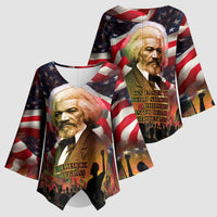 Frederick Douglass Kimono Sleeve Blouse American Flag Background Powerful Quote Build Strong Children Civil Rights Tribute - Wonder Print Shop