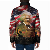 Frederick Douglass Padded Jacket American Flag Background Powerful Quote Build Strong Children Civil Rights Tribute - Wonder Print Shop