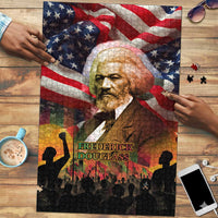 Frederick Douglass Puzzle American Flag Background Powerful Quote Build Strong Children Civil Rights Tribute - Wonder Print Shop