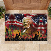 Frederick Douglass Rubber Doormat American Flag Background Powerful Quote Build Strong Children Civil Rights Tribute - Wonder Print Shop