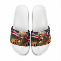 Frederick Douglass Slide Sandals American Flag Background Powerful Quote Build Strong Children Civil Rights Tribute - Wonder Print Shop