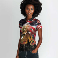 Frederick Douglass Women Polo Shirt American Flag Background Powerful Quote Build Strong Children Civil Rights Tribute - Wonder Print Shop