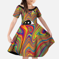 Free Your Mind Peace Love Collective Kid Short Sleeve Dress Psychedelic Hippie Vibes