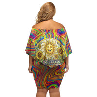 Free Your Mind Peace Love Collective Off Shoulder Short Dress Psychedelic Hippie Vibes