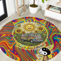 Free Your Mind Peace Love Collective Round Carpet Psychedelic Hippie Vibes