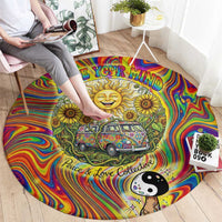 Free Your Mind Peace Love Collective Round Carpet Psychedelic Hippie Vibes