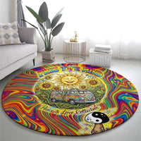 Free Your Mind Peace Love Collective Round Carpet Psychedelic Hippie Vibes
