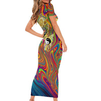 Free Your Mind Peace Love Collective Short Sleeve Bodycon Dress Psychedelic Hippie Vibes
