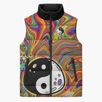 Free Your Mind Peace Love Collective Sleeveless Puffer Jacket Psychedelic Hippie Vibes