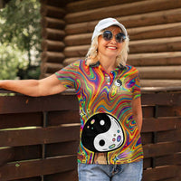 Free Your Mind Peace Love Collective Women Polo Shirt Psychedelic Hippie Vibes