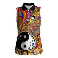 Free Your Mind Peace Love Collective Women Sleeveless Polo Shirt Psychedelic Hippie Vibes