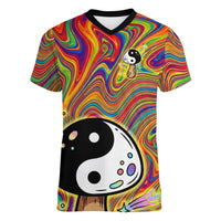 Free Your Mind Peace Love Collective Women V-Neck T-Shirt Psychedelic Hippie Vibes