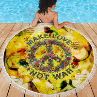 Make Love Not War Beach Blanket Hippie Flower Power Revolution