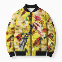 Make Love Not War Bomber Puffer Jacket Hippie Flower Power Revolution