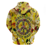 Make Love Not War Hoodie Hippie Flower Power Revolution