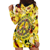 Make Love Not War Hoodie Dress Hippie Flower Power Revolution