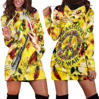 Make Love Not War Hoodie Dress Hippie Flower Power Revolution