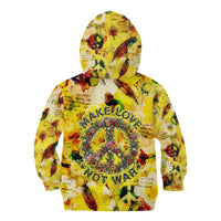 Make Love Not War Kid Hoodie Hippie Flower Power Revolution