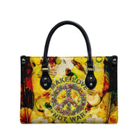 Make Love Not War Leather Bag Hippie Flower Power Revolution
