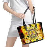 Make Love Not War Leather Tote Bag Hippie Flower Power Revolution