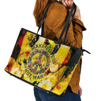 Make Love Not War Leather Tote Bag Hippie Flower Power Revolution