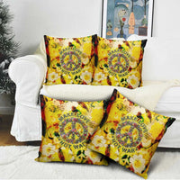 Make Love Not War Pillow Cover Hippie Flower Power Revolution