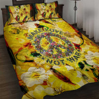 Make Love Not War Quilt Bed Set Hippie Flower Power Revolution
