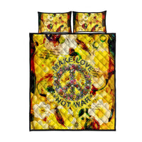 Make Love Not War Quilt Bed Set Hippie Flower Power Revolution