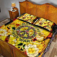 Make Love Not War Quilt Bed Set Hippie Flower Power Revolution